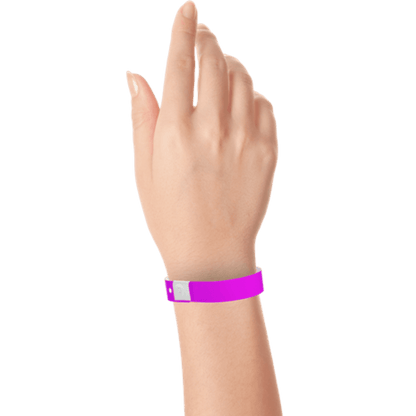 pantone purple plastic regular 3/4" solid wristband on hand