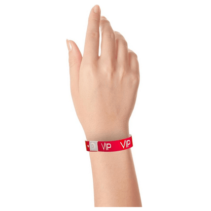 VIP plastic wristband on hand in red
