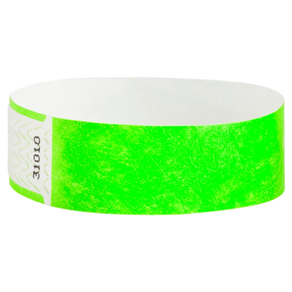solid neon green qwik fit tyvek 3-4 wristband - round version shown