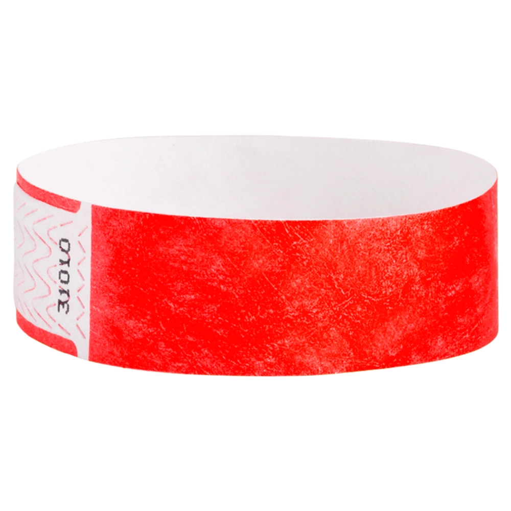 solid neon red qwik fit tyvek 3-4 wristband - round version shown