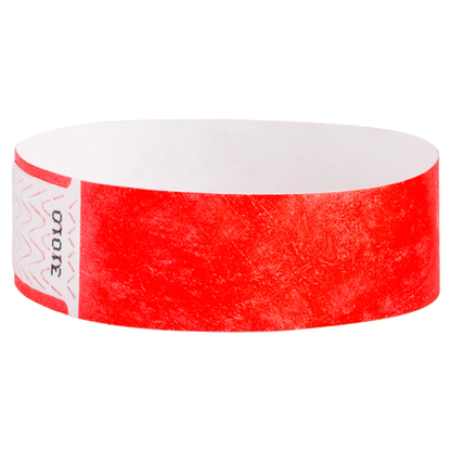 solid neon red qwik fit tyvek 3-4 wristband - round version shown