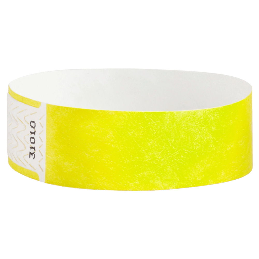 solid neon yellow qwik fit tyvek 3-4 wristband - round version shown