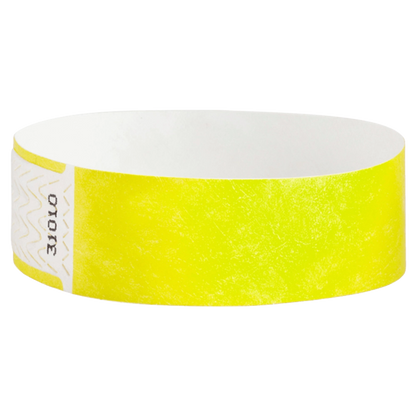 solid neon yellow qwik fit tyvek 3-4 wristband - round version shown