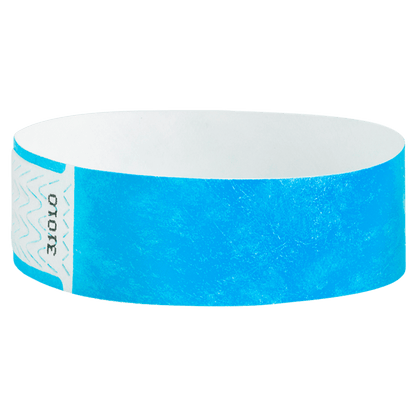 solid neon blue qwik fit tyvek 3-4 wristband - round version shown