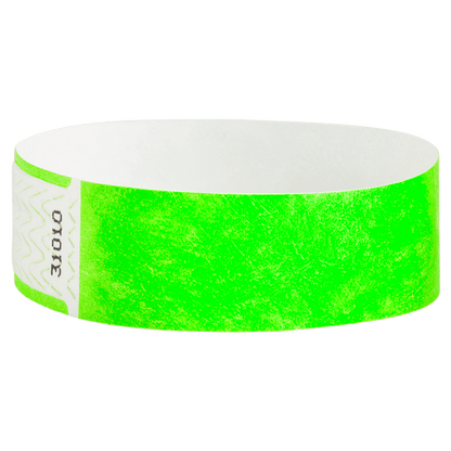 solid neon green qwik fit tyvek 3-4 wristband - round version shown