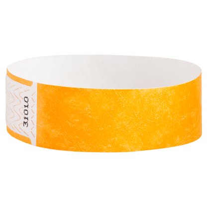 solid neon orange qwik fit tyvek 3-4 wristband - round version shown