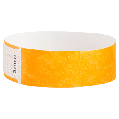 solid neon orange qwik fit tyvek 3-4 wristband - round version shown