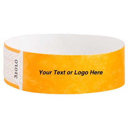 solid neon orange qwik fit tyvek 3-4 wristband - great for customization - round version shown