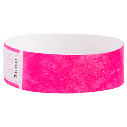 solid neon pink qwik fit tyvek 3-4 wristband - round version shown