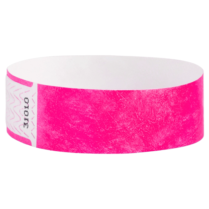 solid neon pink qwik fit tyvek 3-4 wristband - round version shown