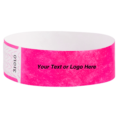 solid neon pink qwik fit tyvek 3-4 wristband - great for customization - round version shown
