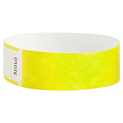 solid neon yellow qwik fit tyvek 3-4 wristband - round version shown