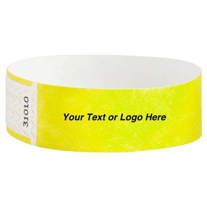 solid neon yellow qwik fit tyvek 3-4 wristband - great for customization - round version shown