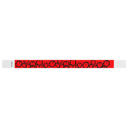 neon red tyvek wristband with black penguin pattern