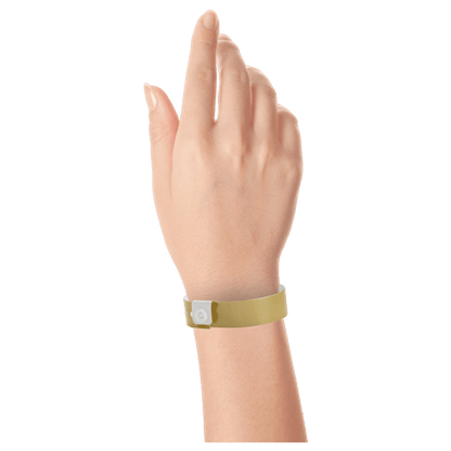 Regular vinyl wristband on hand in gold
