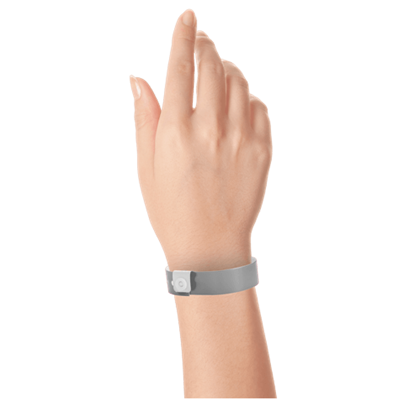 Regular vinyl wristband on hand in silver