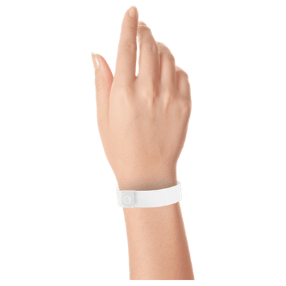 Regular vinyl wristband on hand in white