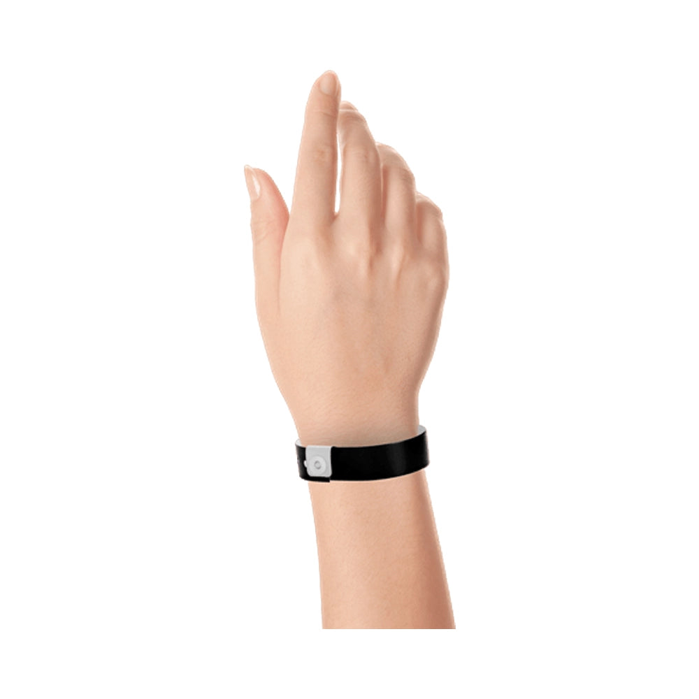 vinyl regular wristband in black - shown on wrist