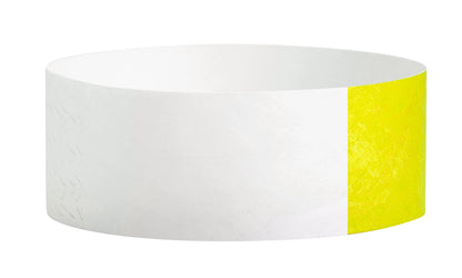 tyvek 1" half flood wristbands shown in neon yellow
