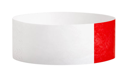 tyvek 1" half flood wristbands shown in neon red