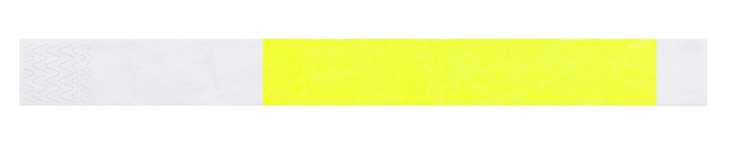 tyvek 1" half flood wristbands shown in neon yellow