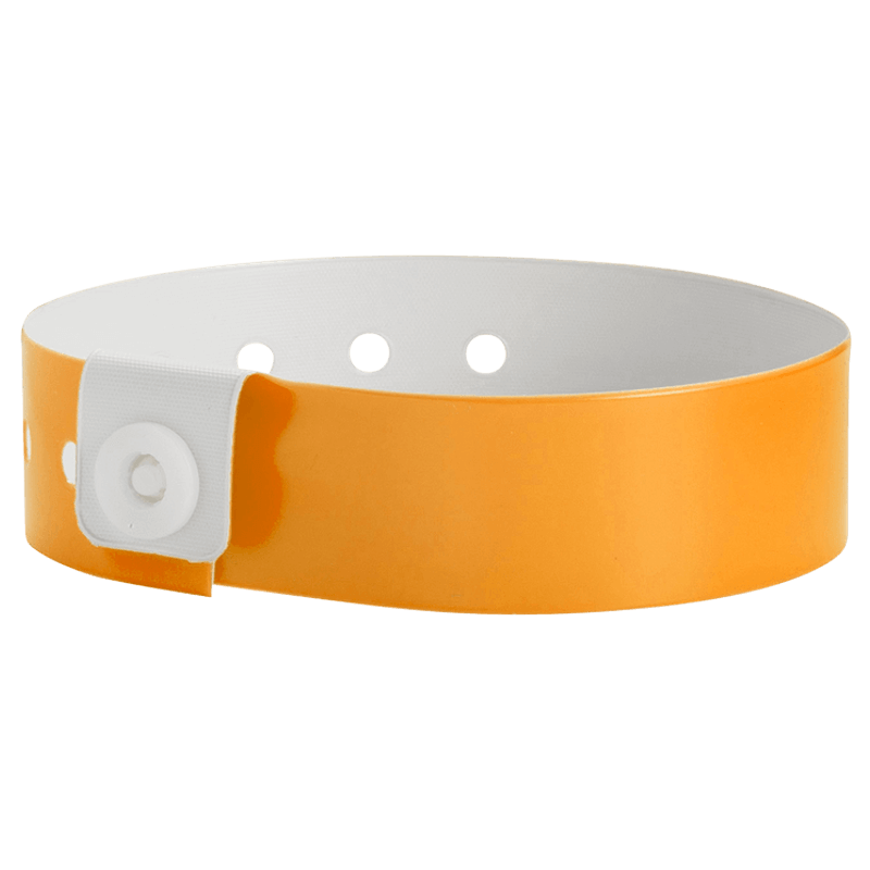 Vinyl slim wristband shown in neon orange