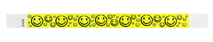 neon yellow tyvek 3/4" wristband with smileys in black