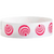 White wristband with pink circular patterns 