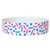 White headband with colourful sprinkles pattern in neon pink and neon blue
