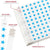 Sheets of tyvek wristbands with neon blue stars and text indicating features like sequential numbering and die cut closure.