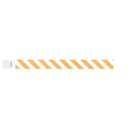 white tyvek wristband with neon orange diagonal stripes