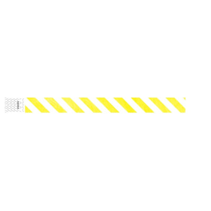 white tyvek wristband with neon yellow diagonal stripes