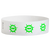 White wristband with neon green happyface suns on a white background