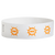 White wristband with neon orange happyface suns 