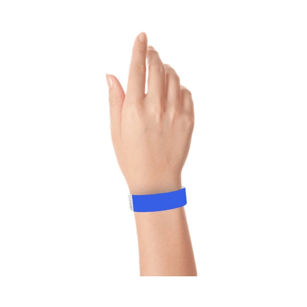 Marine blue solid tyvek wristband on wrist 