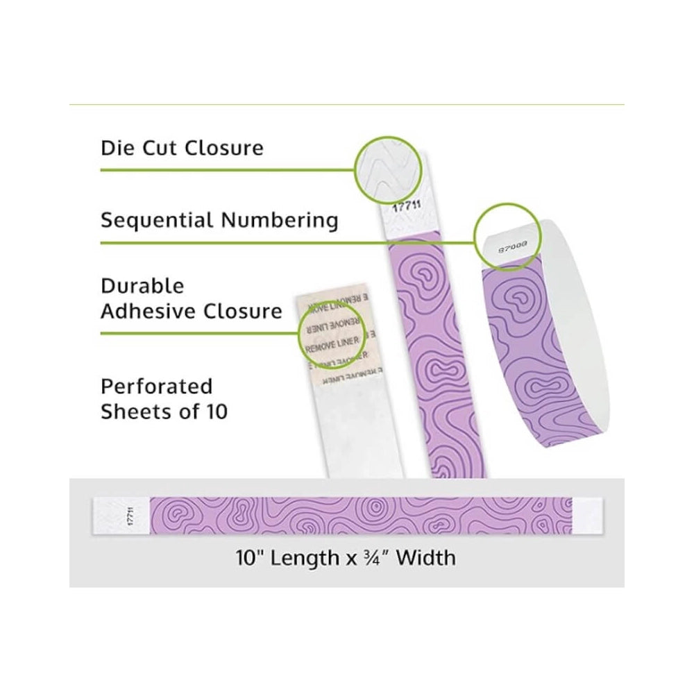 Topographic Map - 3/4" Tyvek® Wristbands