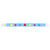 sky blue tyvek wristband with neon blue, neon red and neon yellow fish - round version shown