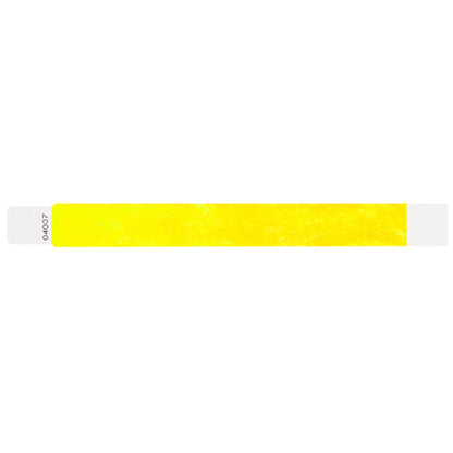 Tyvek 1" qwik fit wristband in neon yellow - shown in flat 