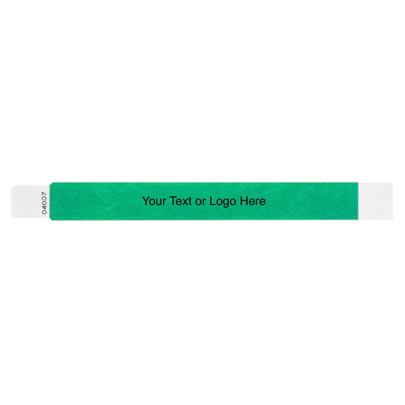 Tyvek 1" Qwik Fit Wristbands - shown in pantone green with a placeholder to shown a spot to customize your wristband