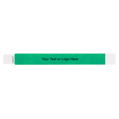 Tyvek 1" Qwik Fit Wristbands - shown in pantone green with a placeholder to shown a spot to customize your wristband