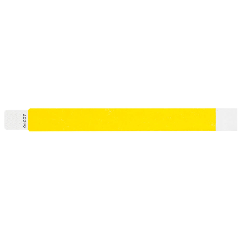 Tyvek 1" qwik fit wristband in pantone yellow - shown in flat 