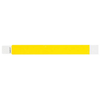 Tyvek 1" qwik fit wristband in pantone yellow - shown in flat 