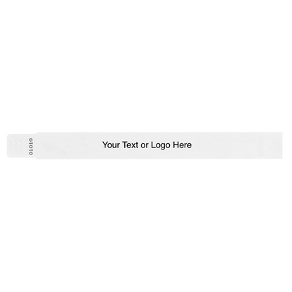 Tyvek 1" Qwik Fit Wristbands - shown in white with a placeholder to shown a spot to customize your wristband