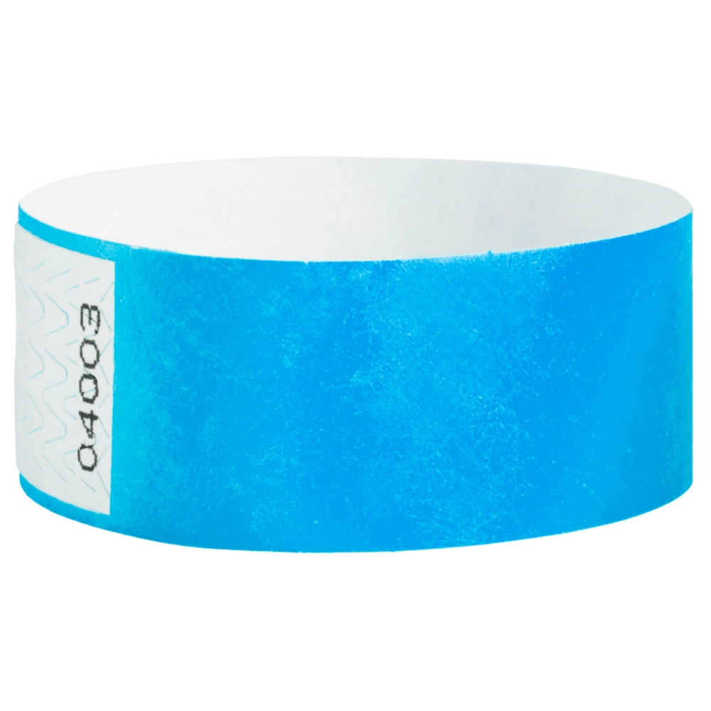 Tyvek 1" qwik fit wristband in neon blue - shown in round 