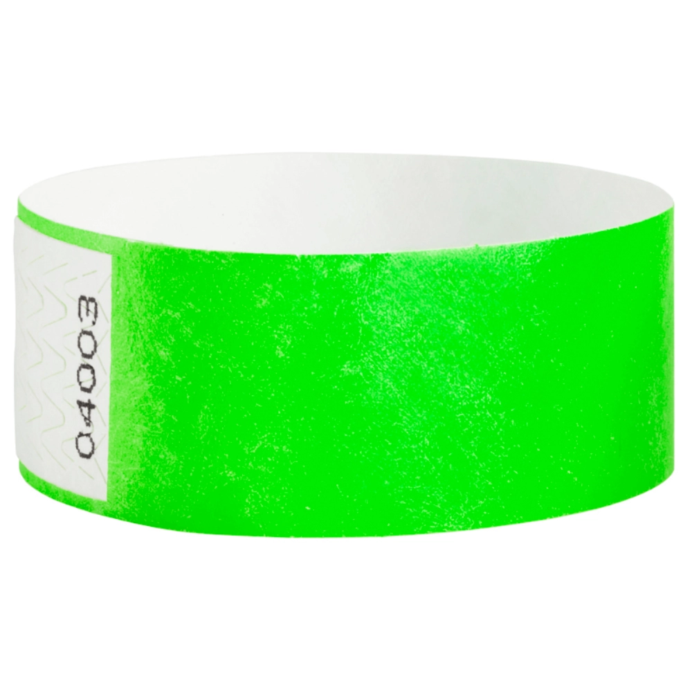 Tyvek 1" qwik fit wristband in neon green - shown in round 