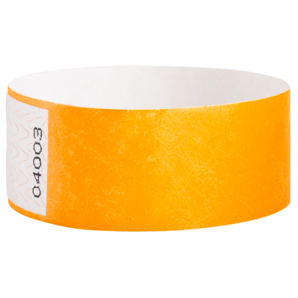 Tyvek 1" qwik fit wristband in neon orange - shown in round 
