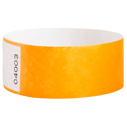 Tyvek 1" qwik fit wristband in neon orange - shown in round 