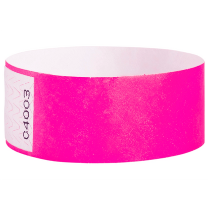 Tyvek 1" qwik fit wristband in neon pink - shown in round 
