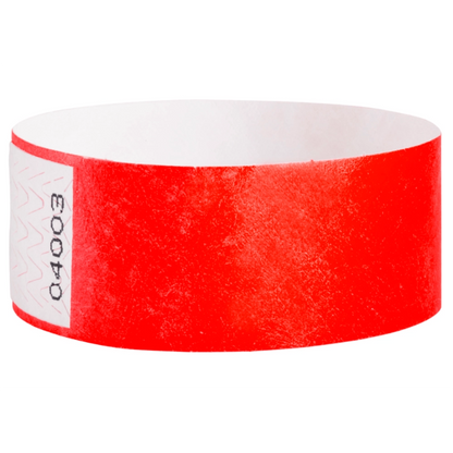 Tyvek 1" qwik fit wristband in neon red - shown in round 