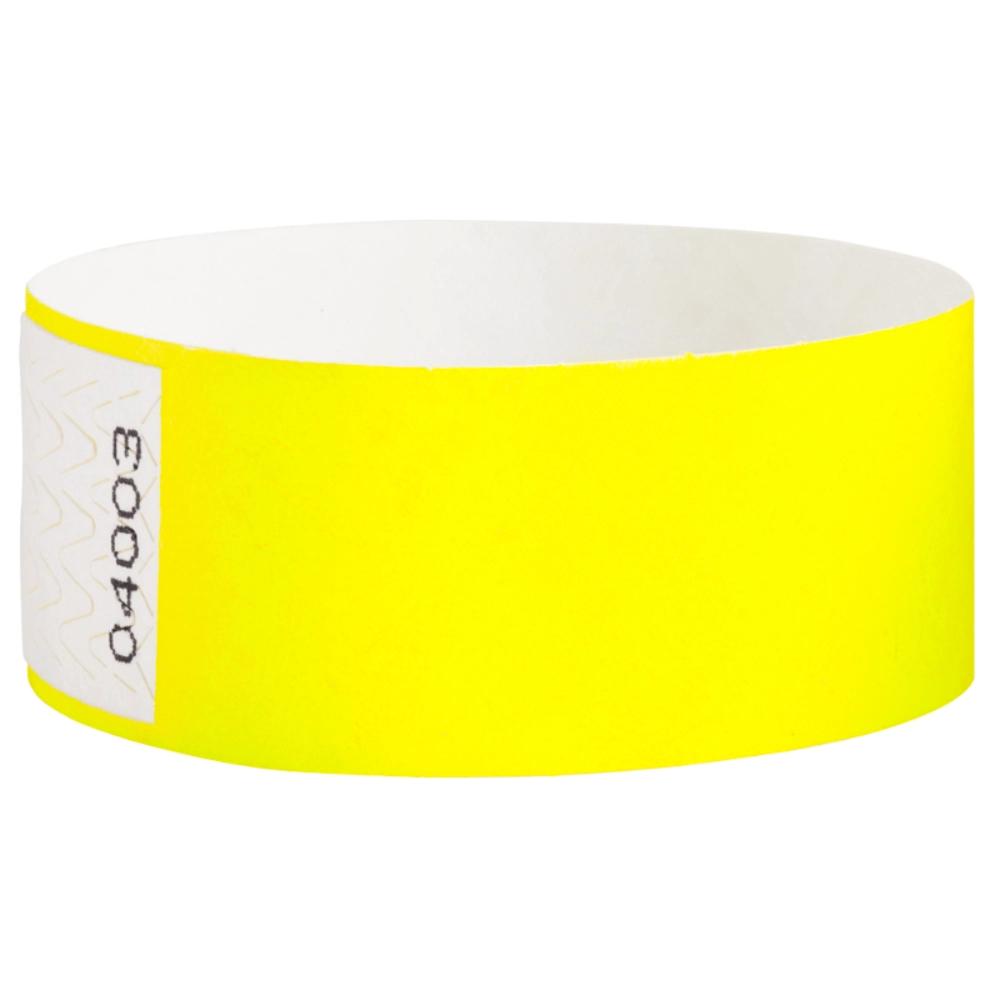 Tyvek 1" qwik fit wristband in neon yellow - shown in round 